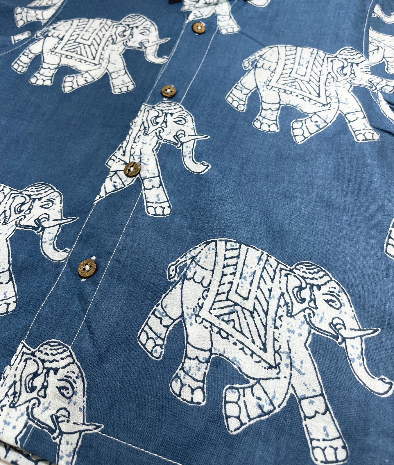 Blue elephant print shirt