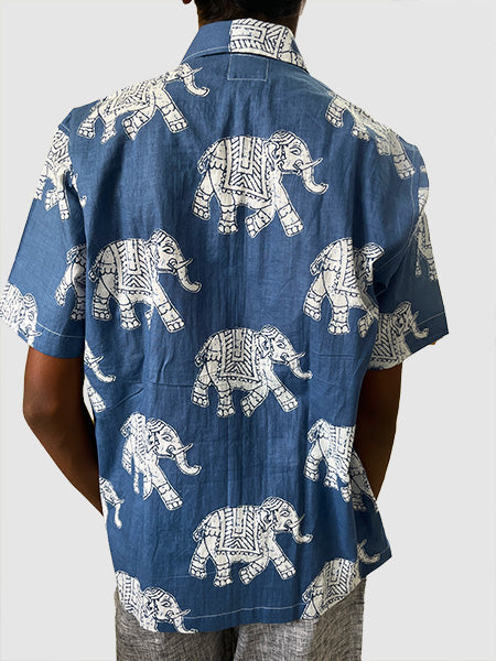 Blue elephant print shirt