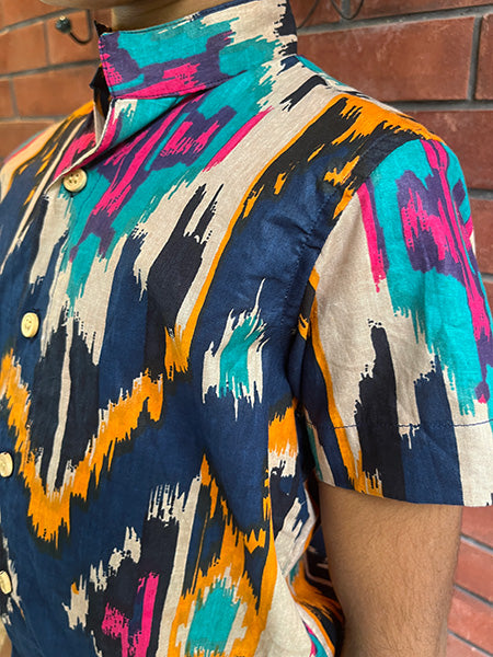 Blue Ikkat print shirt