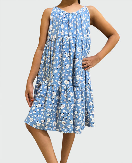 Blue viscose dress