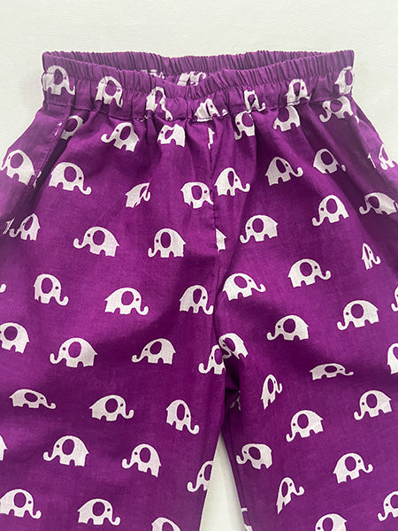 Purple elephant print night set