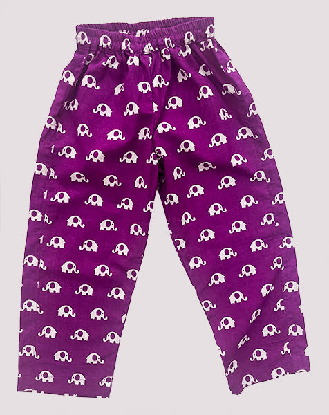 Purple elephant print night set