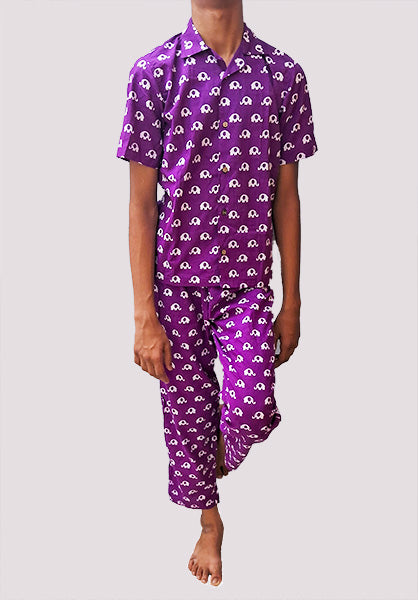 Purple elephant print night set