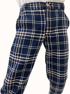 Blue checks unisex pants