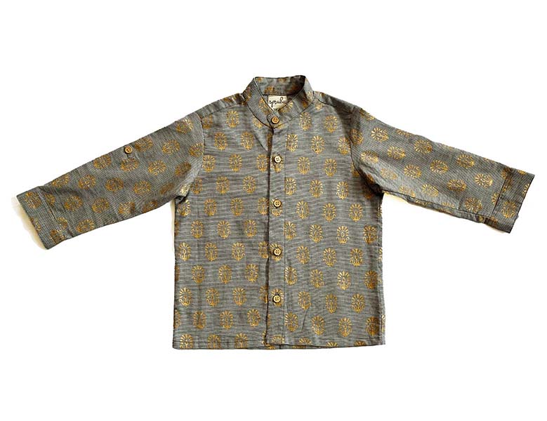 Grey gold print shirt