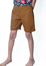 Load image into Gallery viewer, Orange black checks shorts
