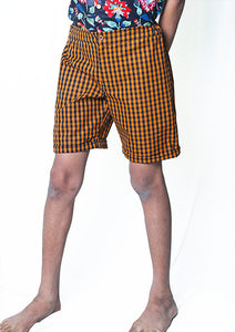 Orange black checks shorts